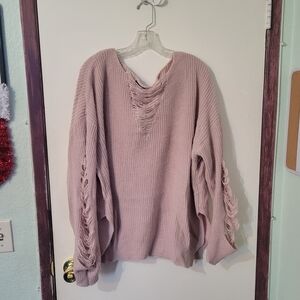 Women's Distressed Pink Sweater